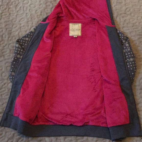 LUCKY Teens/Girls Fuzzy Hoodie Jacket Zippered Sweatshirt sz L 14/16 - Picture 6 of 8
